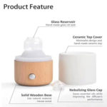 Waterless Nebulizing Essential Oil Diffuser Aromatherapy OAK Wood Handmade Ceramic LED Meditation Ambient Light Scent Fragrance 6